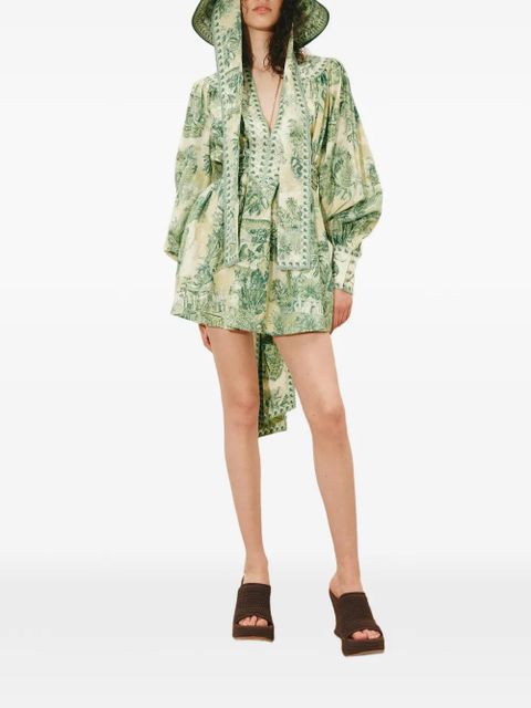 ALEMAIS Sara bow printed mini dress - Neutrals - zdjęcie produktu nr 2