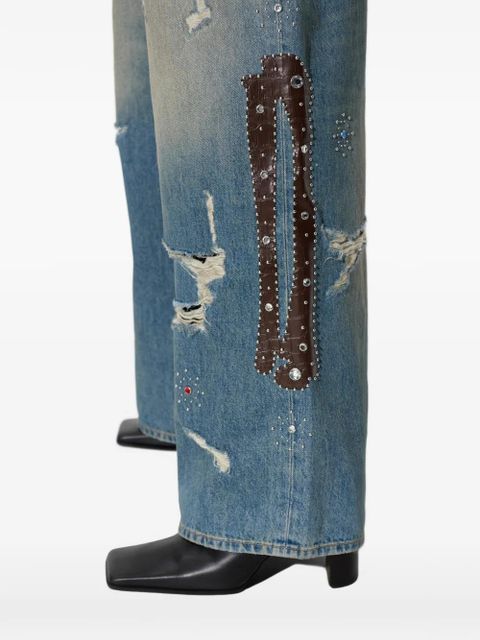AMIRI distressed embellished jeans - Blue
