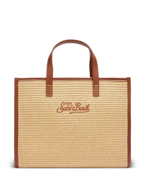 MC2 Saint Barth logo-embroidered woven shoulder bag - Neutrals
