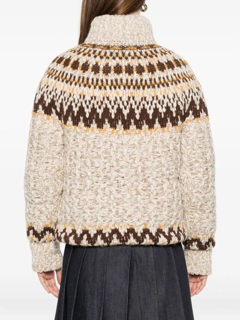 Moncler Grenoble patterned zip cardigan - Neutrals