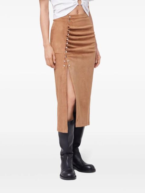 Rabanne suede midi skirt - Brown