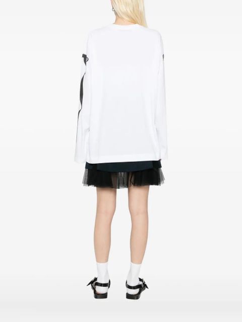 Simone Rocha ribbon bow-print long-sleevesT-shirt - White