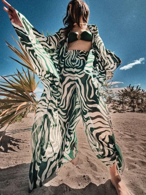 Johanna Ortiz In Eternity zebra-stripe trousers - Green