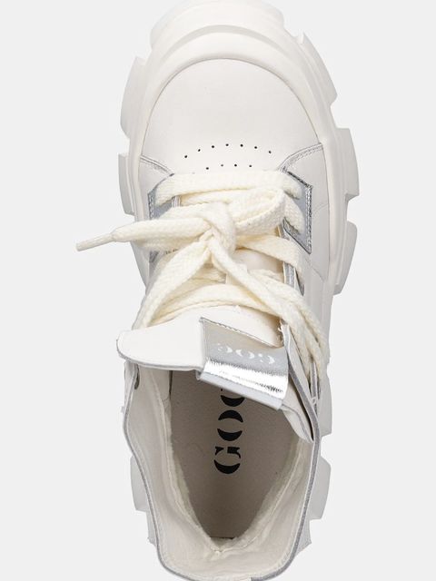 GOE workery skórzane damskie kolor beżowy na platformie SS2N4055 WHITE