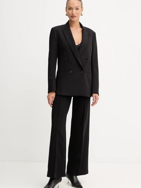 Patrizia Pepe marynarka kolor czarny dwurzędowa gładka 2S1543 A498