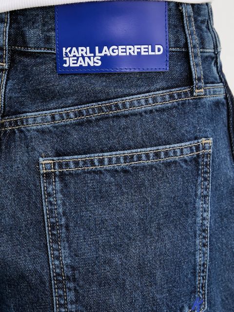 Karl Lagerfeld Jeans szorty jeansowe damskie kolor granatowy gładkie high waist A3W10133