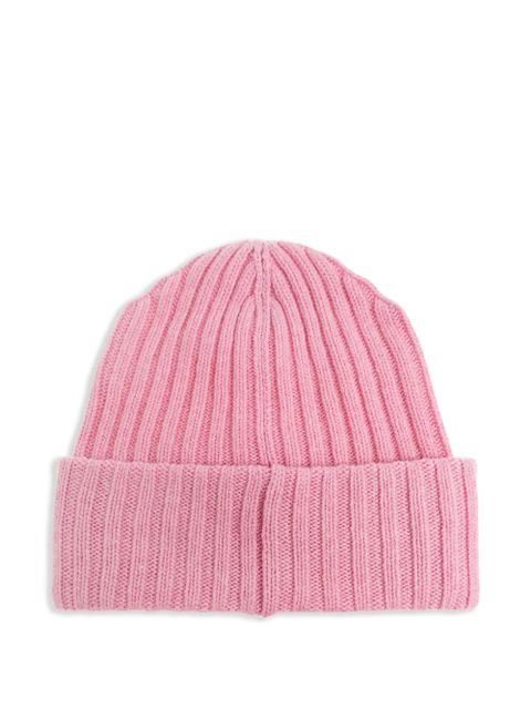 GANNI ribbed embroidered beanie - Pink