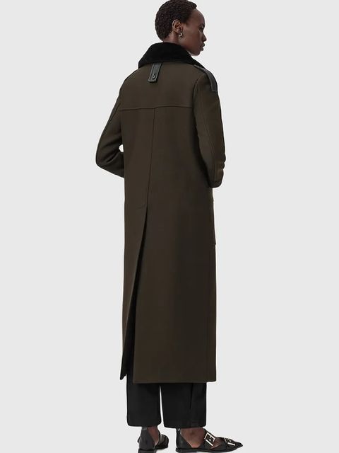 AllSaints płaszcz z dodatkiem wełny kolor czarny W060OD - zdjęcie produktu nr 2