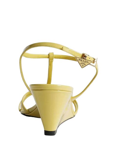 Prada leather wedge-heel sandals - Yellow