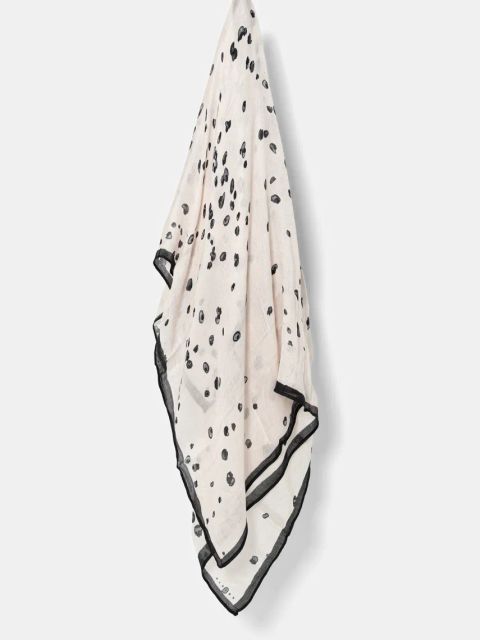 Sisley apaszka damska kolor beżowy wzorzysta 64JUWU01T