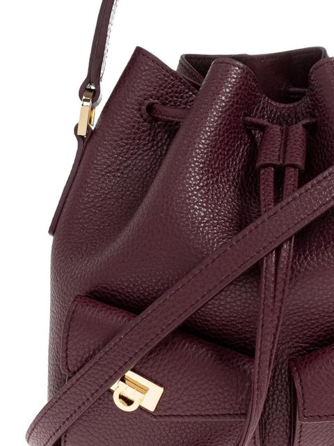 Ferragamo drawstring leather bucket bag - Red