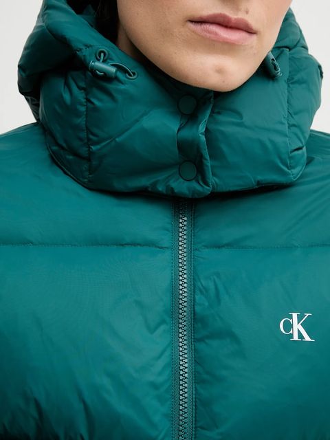 Calvin Klein Jeans kurtka puchowa kolor turkusowy zimowa oversize LV047D501G