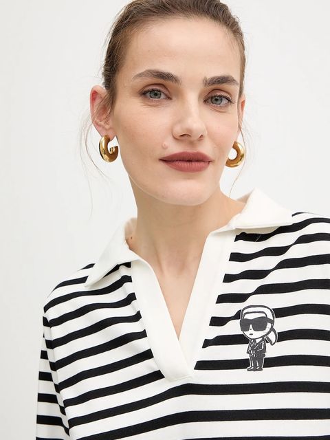 Karl Lagerfeld longsleeve bawełniany IKON kolor czarny A4W17081