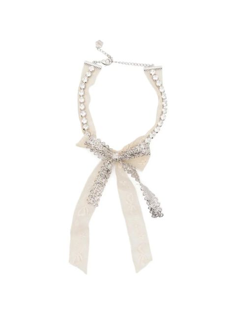 SHUSHU/TONG x Ymin lace-bow crystal-embellished necklace - Silver - zdjęcie produktu nr 1