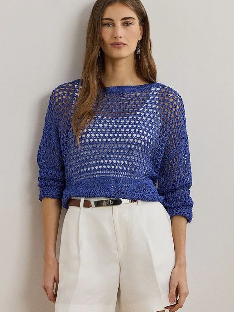 Lauren Ralph Lauren sweter lniany damski kolor niebieski 200971146 - zdjęcie produktu nr 1