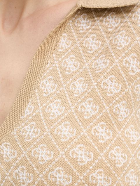 Guess sukienka z domieszką wełny AUBREY kolor beżowy mini dopasowana W5BK25 Z3JD2