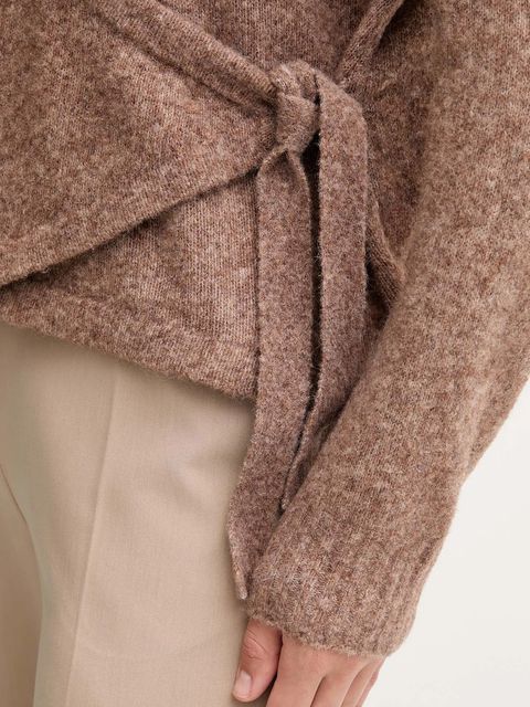 Gaudi kardigan z dodatkiem wełny damski kolor brązowy lekki 521FD53010 - zdjęcie produktu nr 2