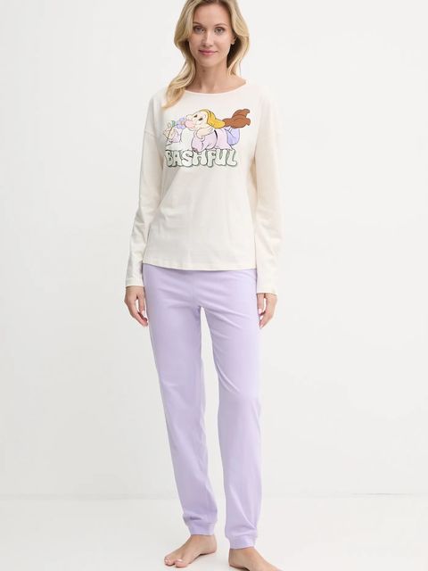 United Colors of Benetton piżama bawełniana x DISNEY damska kolor beżowy bawełniana 3VD03P03E - zdjęcie produktu nr 1