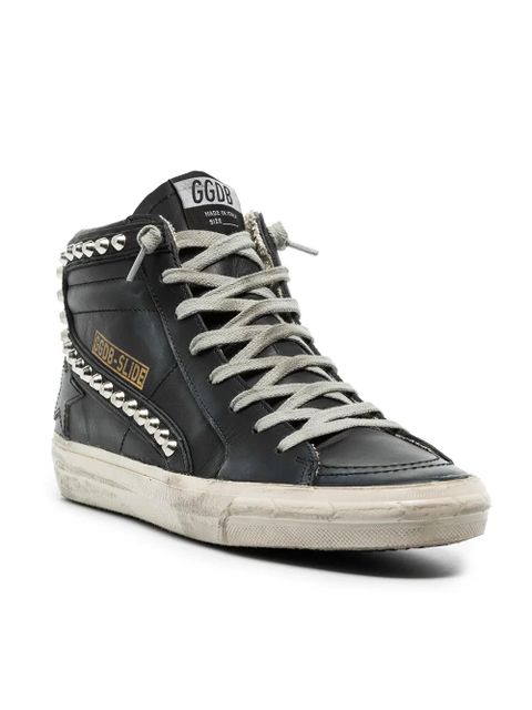 Golden Goose Slide distressed studded sneakers - Black - zdjęcie produktu nr 2