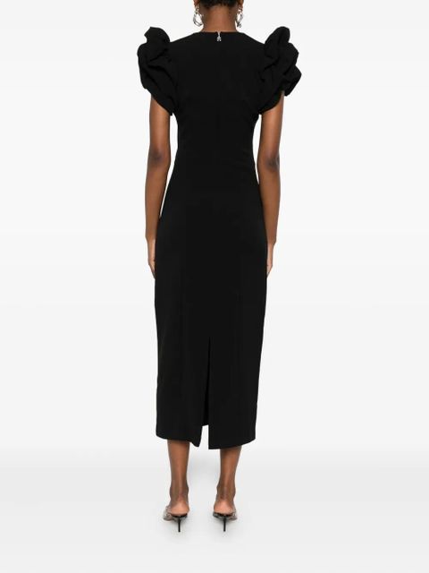 ROTATE BIRGER CHRISTENSEN puff-sleeve midi dress - Black