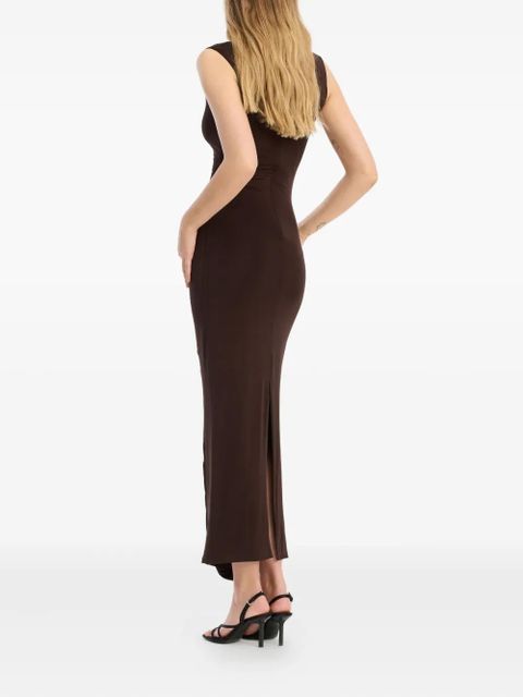ROTATE BIRGER CHRISTENSEN ruched midi dress - Brown