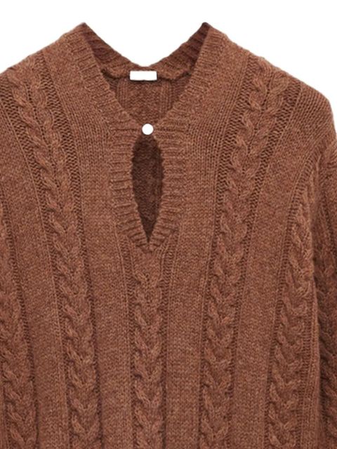 LOEWE cable-knit keyhole sweater - Brown - zdjęcie produktu nr 2