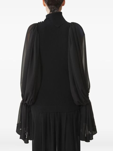 Lanvin chiffon sleeve roll-neck top - Black