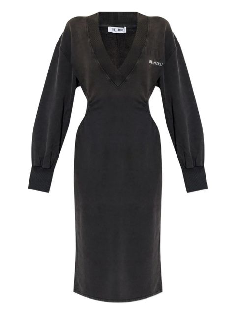 The Attico V-neck balloon-sleeve midi dress - Grey - zdjęcie produktu nr 1