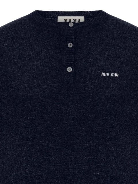 Miu Miu button logo-lettering sweater - Blue - zdjęcie produktu nr 2