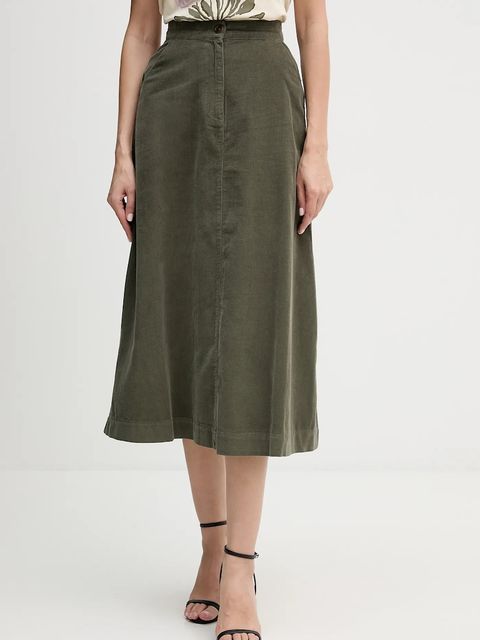 United Colors of Benetton spódnica bawełniana kolor zielony midi rozkloszowana 494BD0058 - zdjęcie produktu nr 1