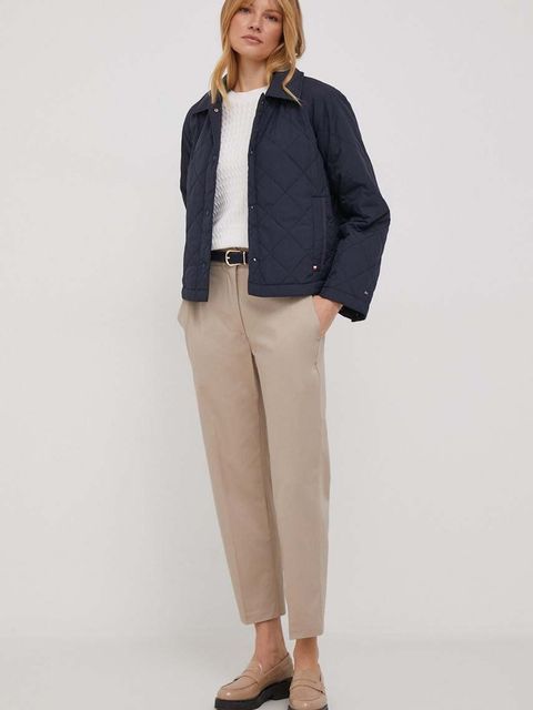 Tommy Hilfiger spodnie damskie kolor beżowy proste high waist WW0WW40504 - zdjęcie produktu nr 2