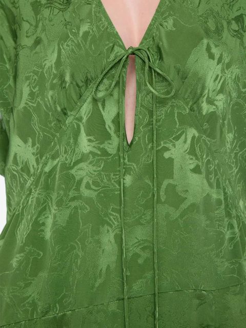 Zadig&Voltaire Rouna horse-jacquard tie midi dress - Green