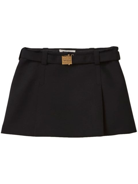 Miu Miu logo-plaque wool miniskirt - Black - zdjęcie produktu nr 1