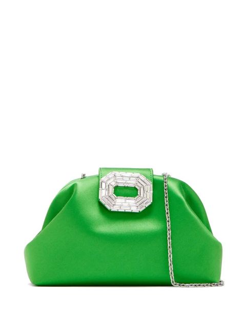 Amina Muaddi Camelia crystal-embellished pouch - Green - zdjęcie produktu nr 1