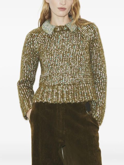 Tory Burch contrasting-collar sweater - Green