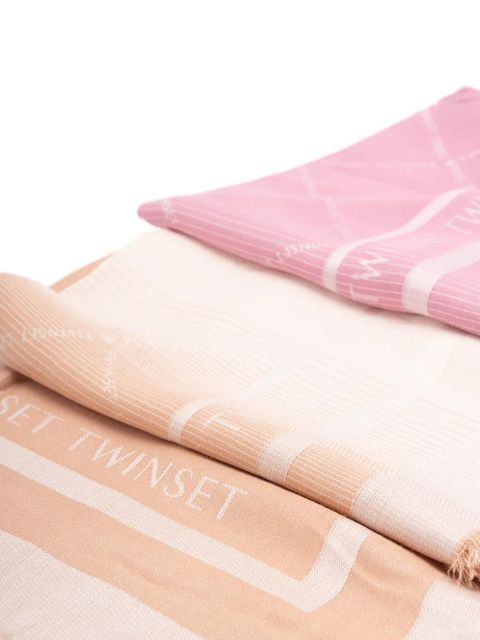 TWINSET jacquard striped scarf - Pink - zdjęcie produktu nr 2