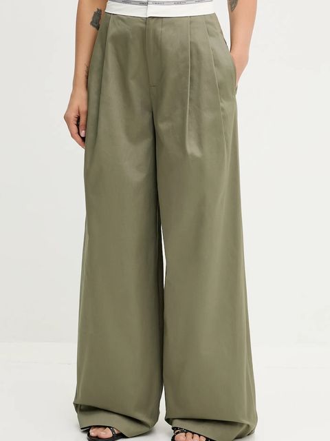 Miss Sixty spodnie bawełniane damskie kolor zielony szerokie high waist 6S3PJ57900 - zdjęcie produktu nr 1