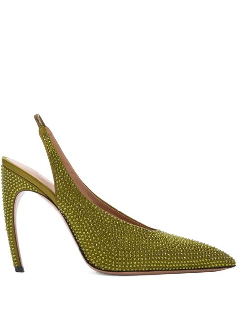 The Attico 95mm Viper pointed embellished pumps - Green