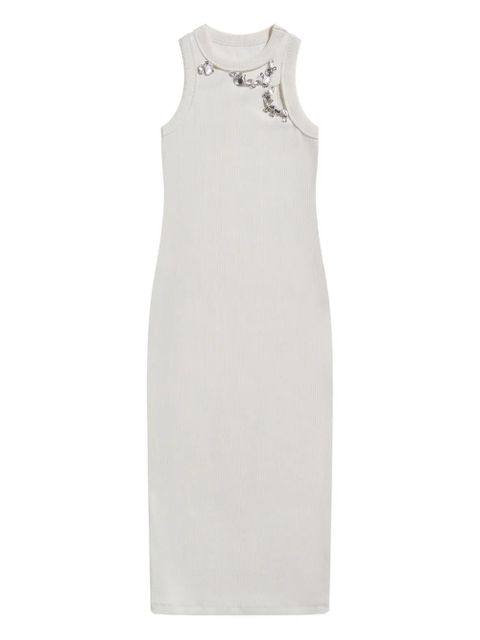AREA crystal-embellished ribbed knit dress - White - zdjęcie produktu nr 1