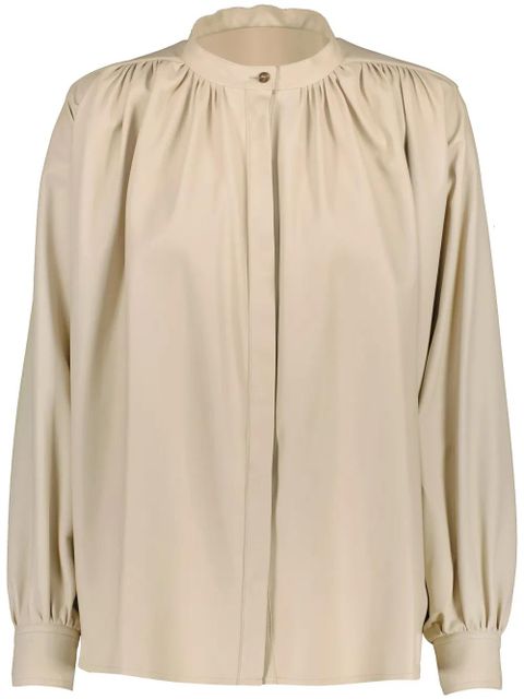 Yves Salomon pleated leather shirt - Neutrals - zdjęcie produktu nr 1