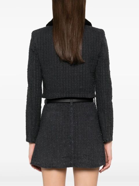 Self-Portrait textured denim jacket - Grey