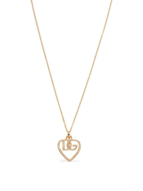 Dolce & Gabbana logo-pendant crystal-embellished necklace - Gold