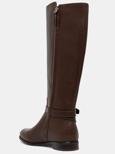 Lauren Ralph Lauren kozaki skórzane Brooke Tll 2 damskie kolor brązowy na płaskim obcasie 802974383002 - zdjęcie produktu nr 2