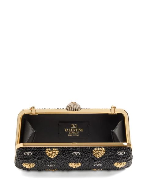 Valentino Garavani heart motif embellished clutch bag - Black