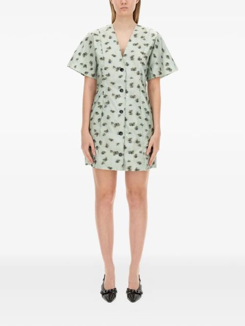GANNI button floral mini dress - Green - zdjęcie produktu nr 1