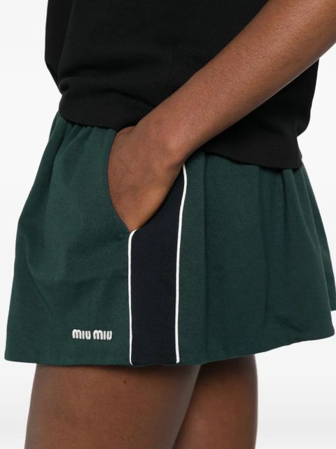 Miu Miu logo-embroidered skirt - Green