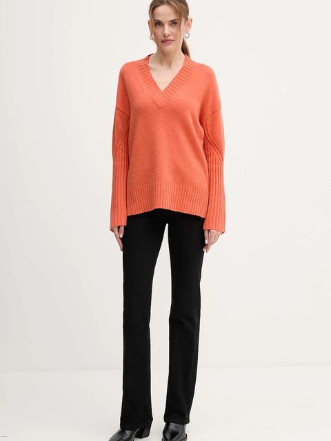 United Colors of Benetton sweter z dodatkiem wełny damski kolor pomarańczowy 1244D403A - zdjęcie produktu nr 2