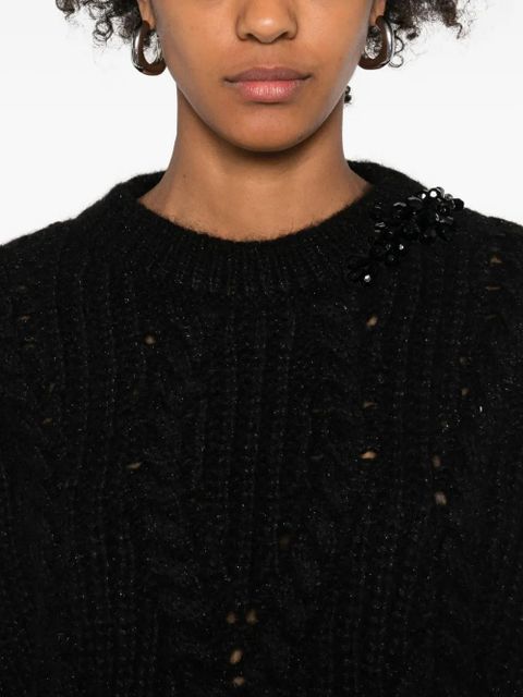 Simone Rocha embellished cable-knit sweater - Black