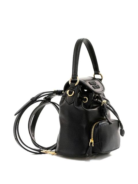 Miu Miu mini logo buckle backpack - Black