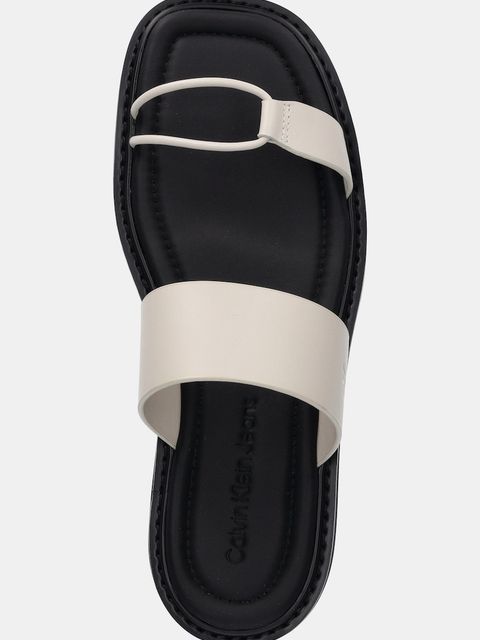 Calvin Klein Jeans klapki skórzane ROPE SANDAL SOFT LTH MG damskie kolor beżowy YW0YW01864
